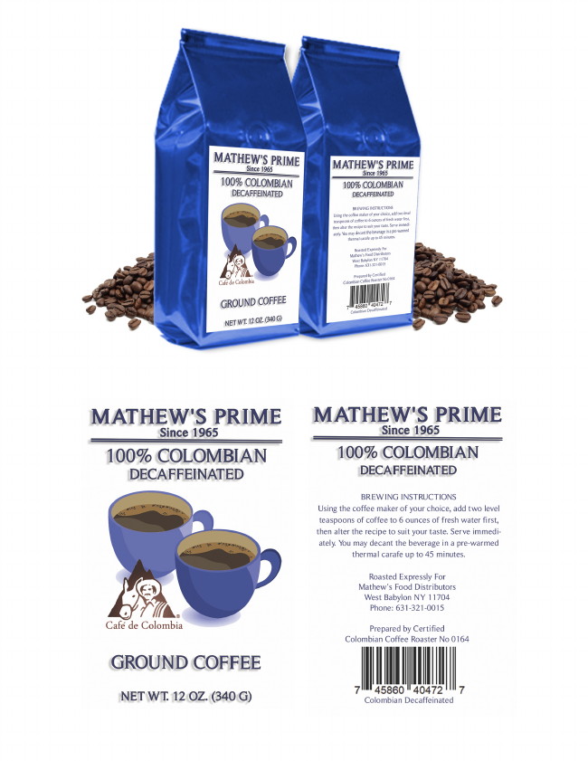 Mathew's Ground Coffee 100 % Colombian 12 oz